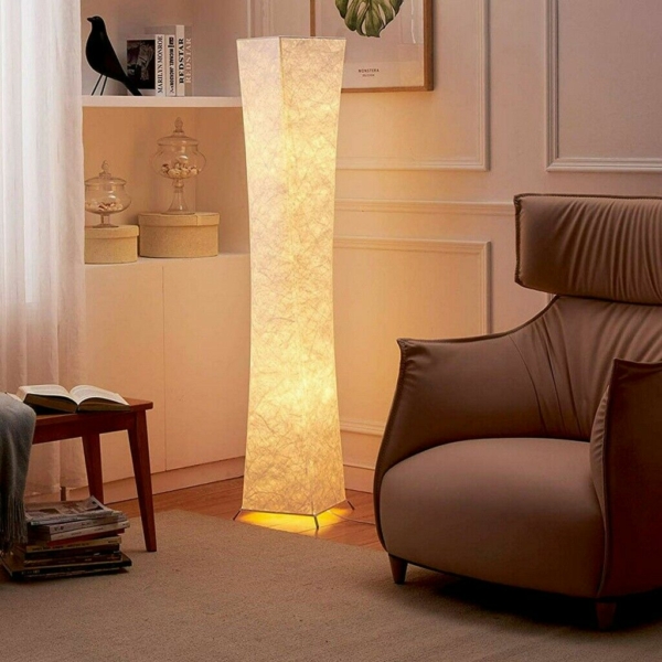 LED Floor Lamp Modern Design Fabric 52''Tall Lamp w/ 2 Bulbs