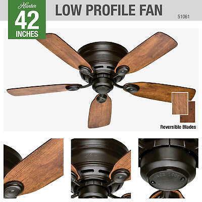 42" Hunter Low Profile -Flush Mount Indoor Ceiling Fan - 5 - Grey 4