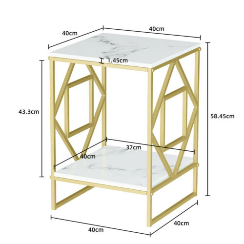 Marble Tabletop Gold Metal Frame Sofa Side End Table 6