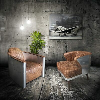Aviator Wing Leisure Chair - Genuine Cigar Leather - Polished Aluminum
