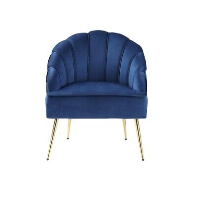 Naomi Velvet Wingback Accent Arm Chair with Metal Legs in Blue 1