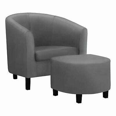 2pcs Set Grey Faux Leather Accent Chair 1