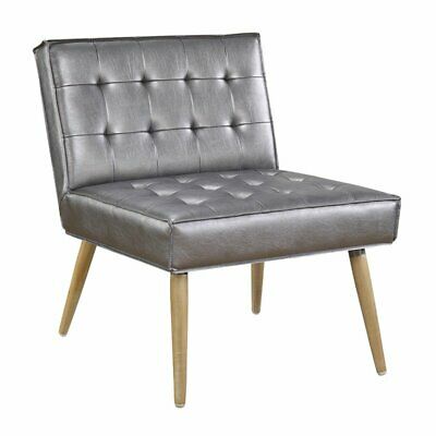 Amity Tufted Accent Chair in Sizzle Pewter Fabric with Solid Wood Legs 1