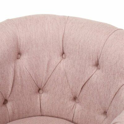 Noble House Beihoffer Petite Tufted Fabric Chair and Ottoman Set in Light Blush 8