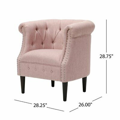 Noble House Beihoffer Petite Tufted Fabric Chair and Ottoman Set in Light Blush 9