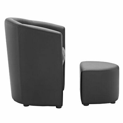 Modway Divulge Faux Leather Accent Chair with Ottoman in Black 2