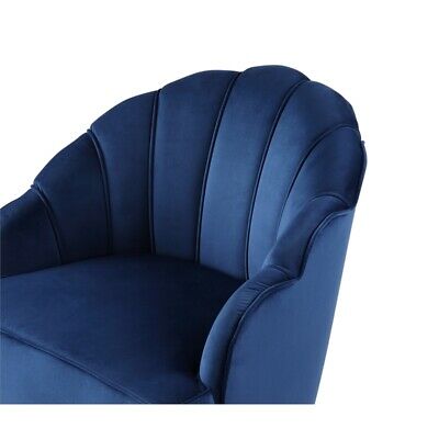 Naomi Velvet Wingback Accent Arm Chair with Metal Legs in Blue 3