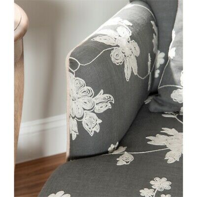 Linon Lauretta Floral Embroidered Arm Chair in Gray 5