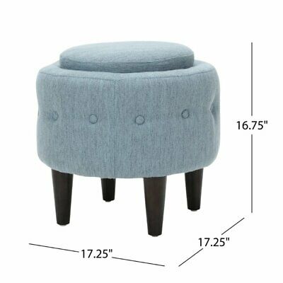Noble House Beihoffer Petite Tufted Fabric Chair and Ottoman Set in Light Blue 9