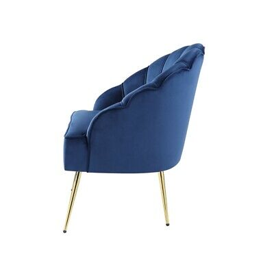 Naomi Velvet Wingback Accent Arm Chair with Metal Legs in Blue 2
