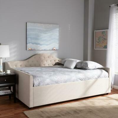 Eliza Modern and Contemporary Light Beige Fabric Upholstered Queen Size Daybed