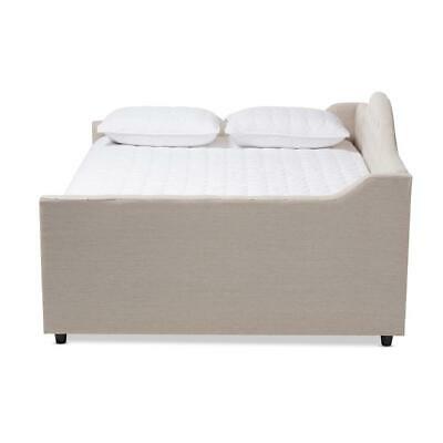 Eliza Modern and Contemporary Light Beige Fabric Upholstered Queen Size Daybed 7