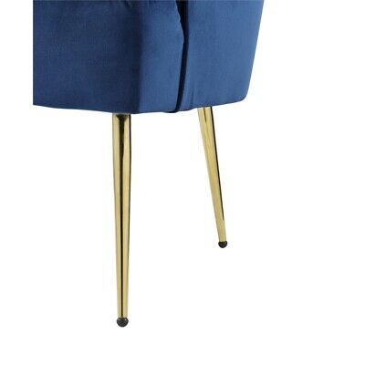 Naomi Velvet Wingback Accent Arm Chair with Metal Legs in Blue 4