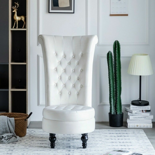 Velvet Accent Chair High Back Upholstered Tub Sofa 5