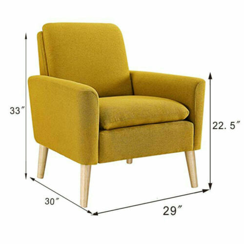 Arm Chair Accent Single Sofa Linen Fabric Upholstered Living Room Citrine Yellow 4