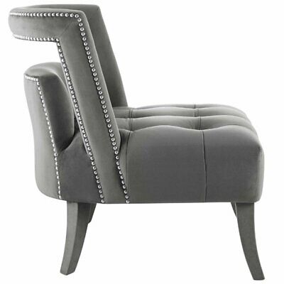 Modway Honor Velvet Accent Lounge Armchair in Gray 3