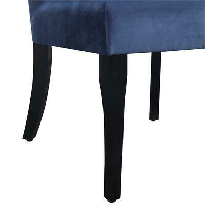 Rolled Tufted Velvet Accent Chair in Marine Blue Fabric 3