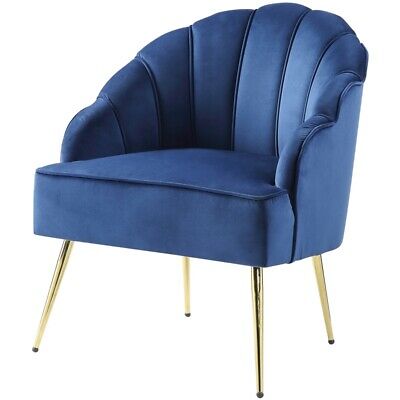 Naomi Velvet Wingback Accent Arm Chair with Metal Legs in Blue 5