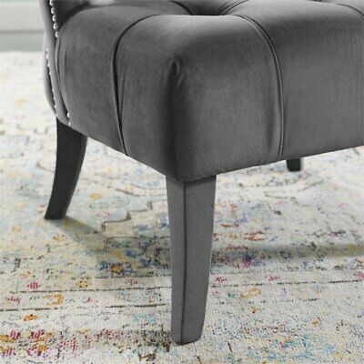 Modway Honor Velvet Accent Lounge Armchair in Gray 7