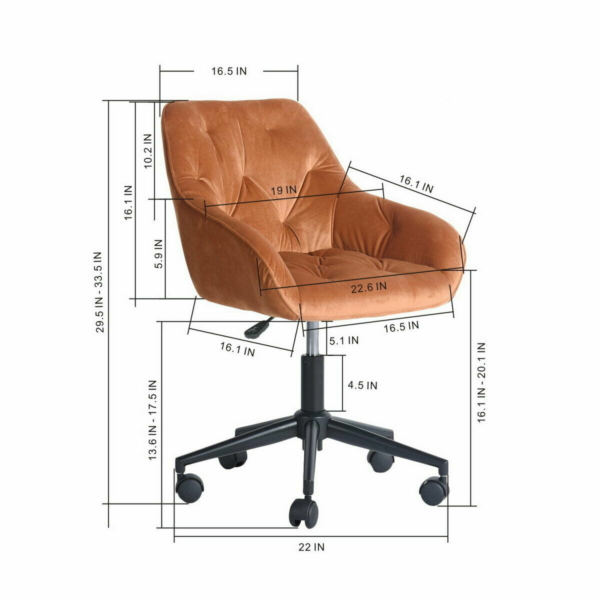 Velvet Office Chair Swivel Accent Home Office Computer Desk Chairs Adjustable 2