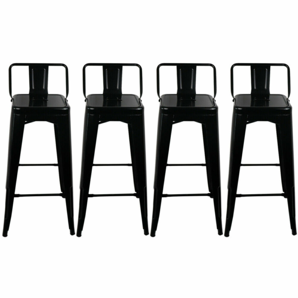 24'' Set of 4 Bar Stool Height Modern Dining Chair Kitchen Low-Back Footrest 6
