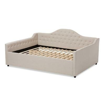 Eliza Modern and Contemporary Light Beige Fabric Upholstered Queen Size Daybed 1