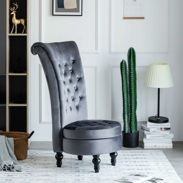 Velvet Accent Chair High Back Upholstered Tub Sofa