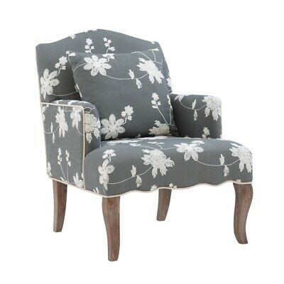 Linon Lauretta Floral Embroidered Arm Chair in Gray 7