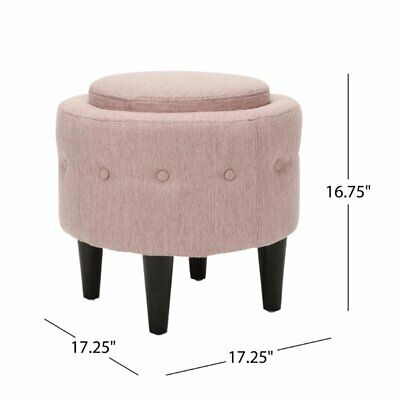 Noble House Beihoffer Petite Tufted Fabric Chair and Ottoman Set in Light Blush 10