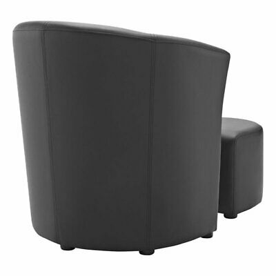 Modway Divulge Faux Leather Accent Chair with Ottoman in Black 3