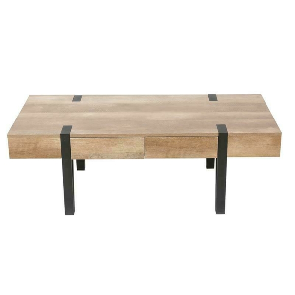 LuxenHome White Oak Wood Finish Coffee Table with Storage 1