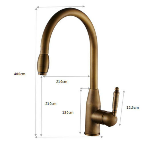 Antique Brass Kitchen Sink Faucet Swivel & Pull Down Spout - 1 Handle 4