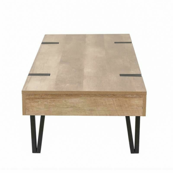 LuxenHome White Oak Wood Finish Coffee Table with Storage 9
