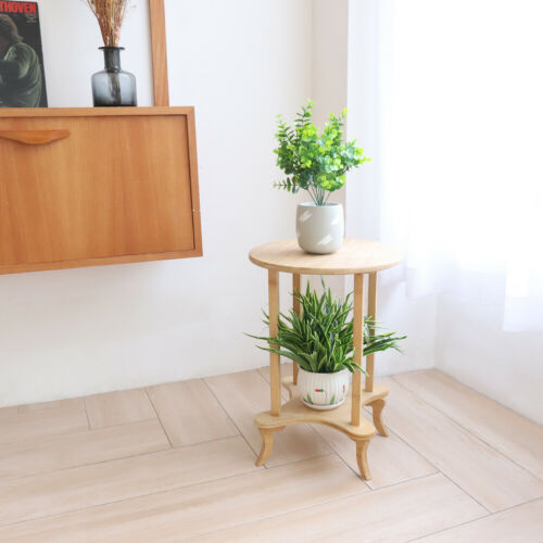 2 Tiered Wooden End Table Round 5