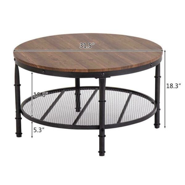 Modern Style Round Coffee Table Wood w/ Shelf Living Room Home Furniture 3