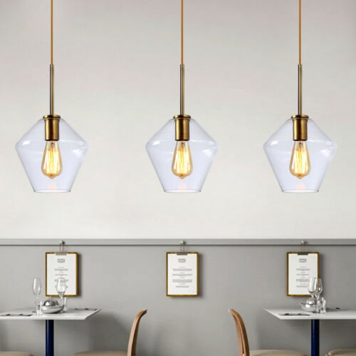 Adjustable Glass Ceiling Lamp Shade Industrial Bar Hanging Pendant Light Fixture 4