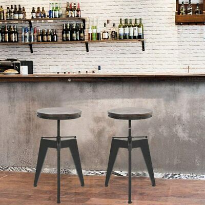iKayaa Pine Wood Top Swivel Kitchen Bar Stools Chairs Industrial Style 2pcs 5