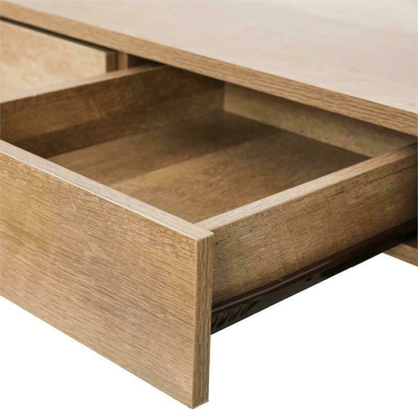 LuxenHome White Oak Wood Finish Coffee Table with Storage 3