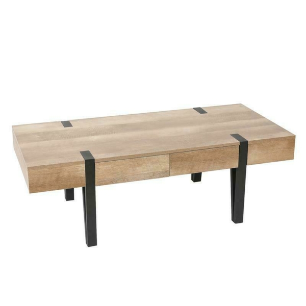 LuxenHome White Oak Wood Finish Coffee Table with Storage 8