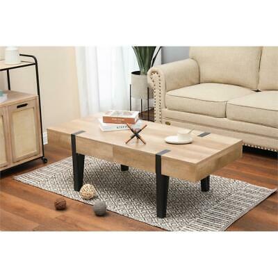 LuxenHome White Oak Wood Finish Coffee Table with Storage
