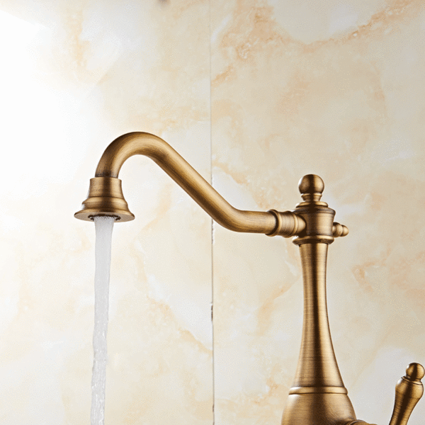 Deck Mount Antique Brass Single Handle Bath Kitchen Sink Faucet 3