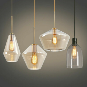 Adjustable Glass Ceiling Lamp Shade Industrial Bar Hanging Pendant Light Fixture