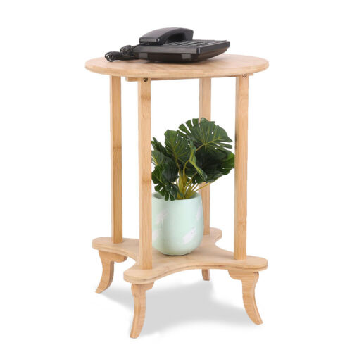 2 Tiered Wooden End Table Round 4