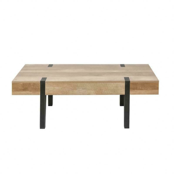 LuxenHome White Oak Wood Finish Coffee Table with Storage 11