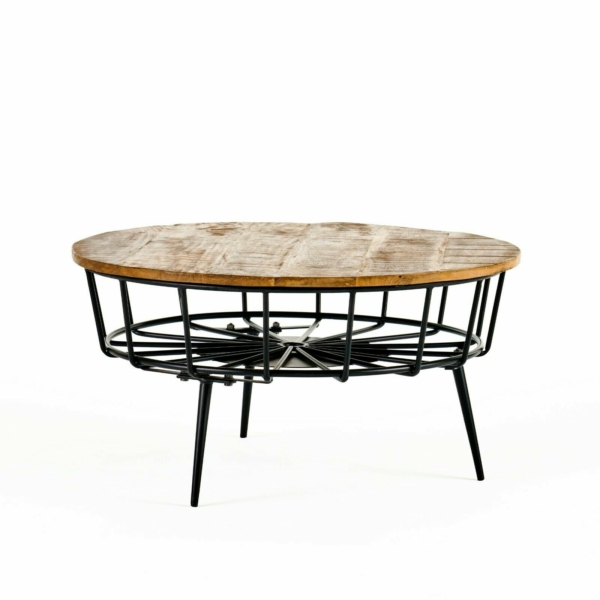 Tomilson Modern Industrial Handcrafted Mango Wood Coffee Table, Natural and Black 3