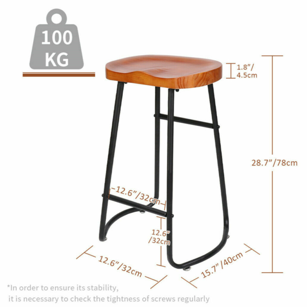 Industrial Bar Stools Kitchen Island Chair - Wood 9