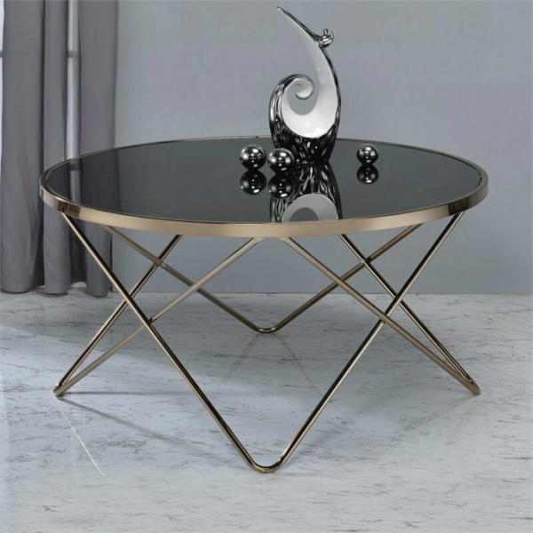 ACME Valora Coffee Table in Black Glass and Champagne