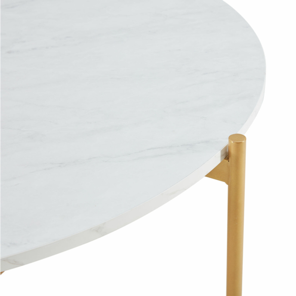 Belleze Round Coffee Table, Marble/Gold 3