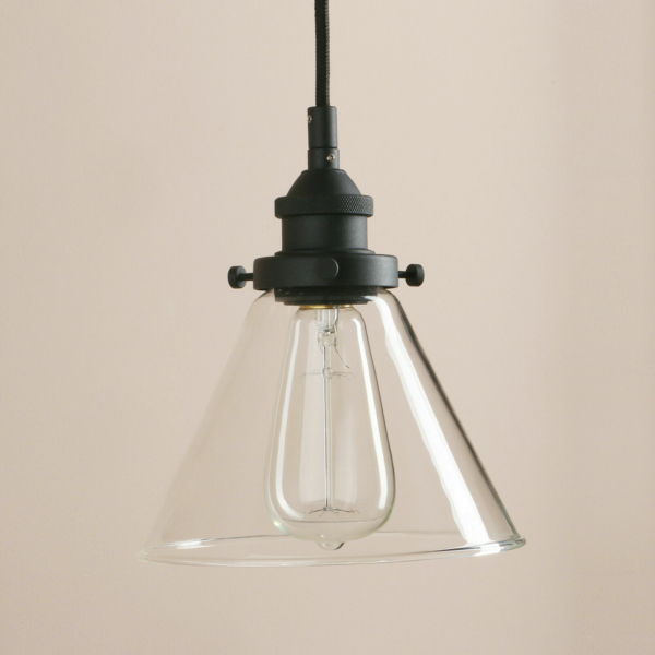Vintage Industrial Pendant Light Clear Glass Shade 5