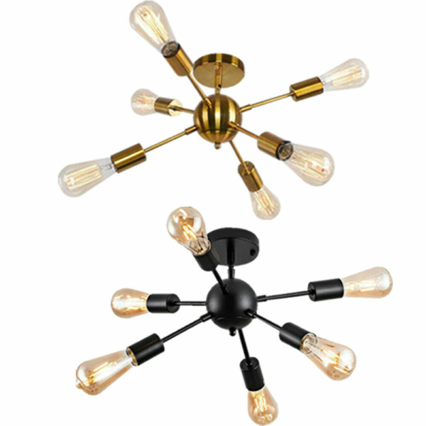 6-Lights Modern Sputnik Glass Bulb Flush Mount Light 6